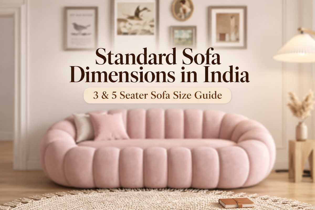 Standard sofa dimensions in India guide with 3 and 5 seater sofa size reference