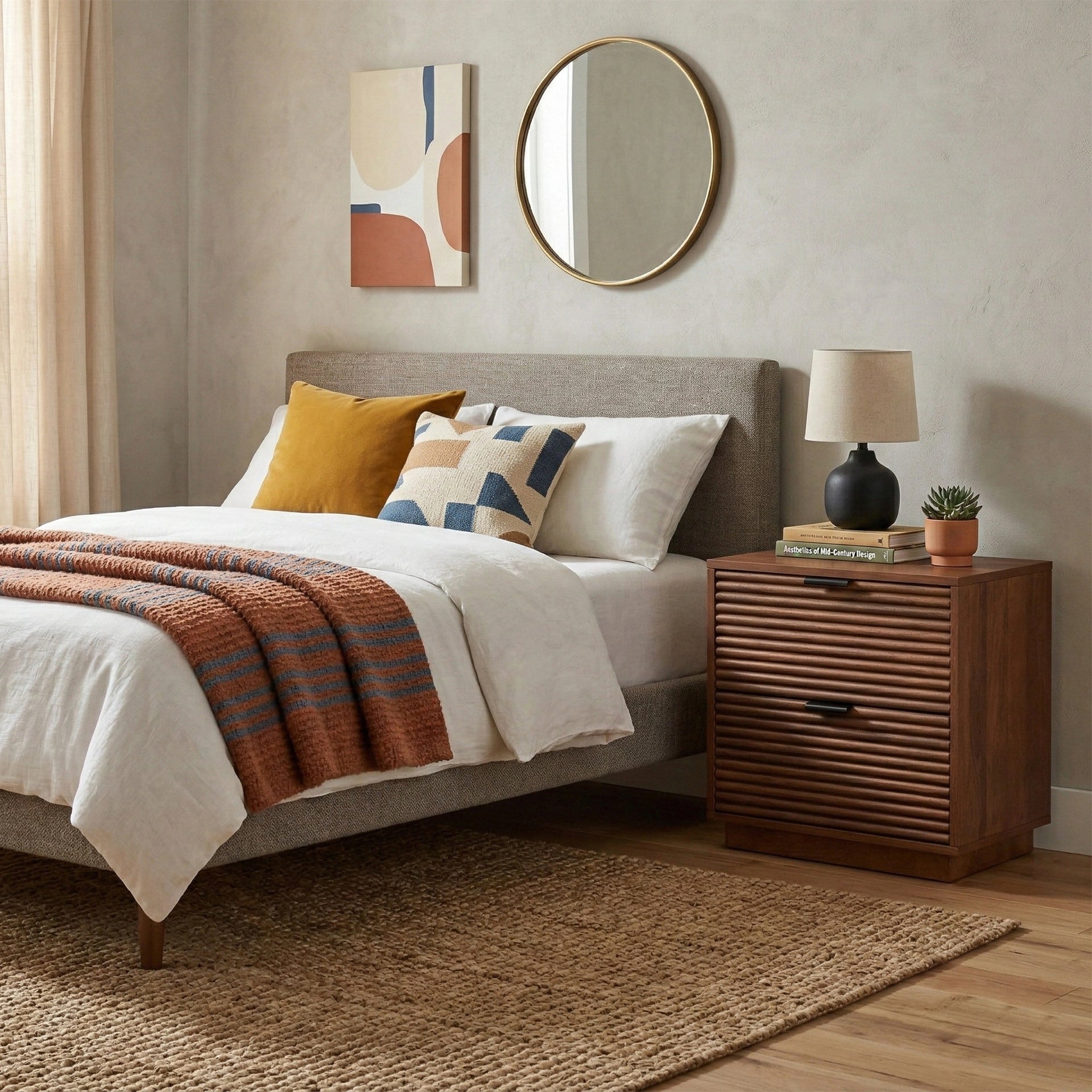 Verve Line Bedside Table (Walnut Finish)
