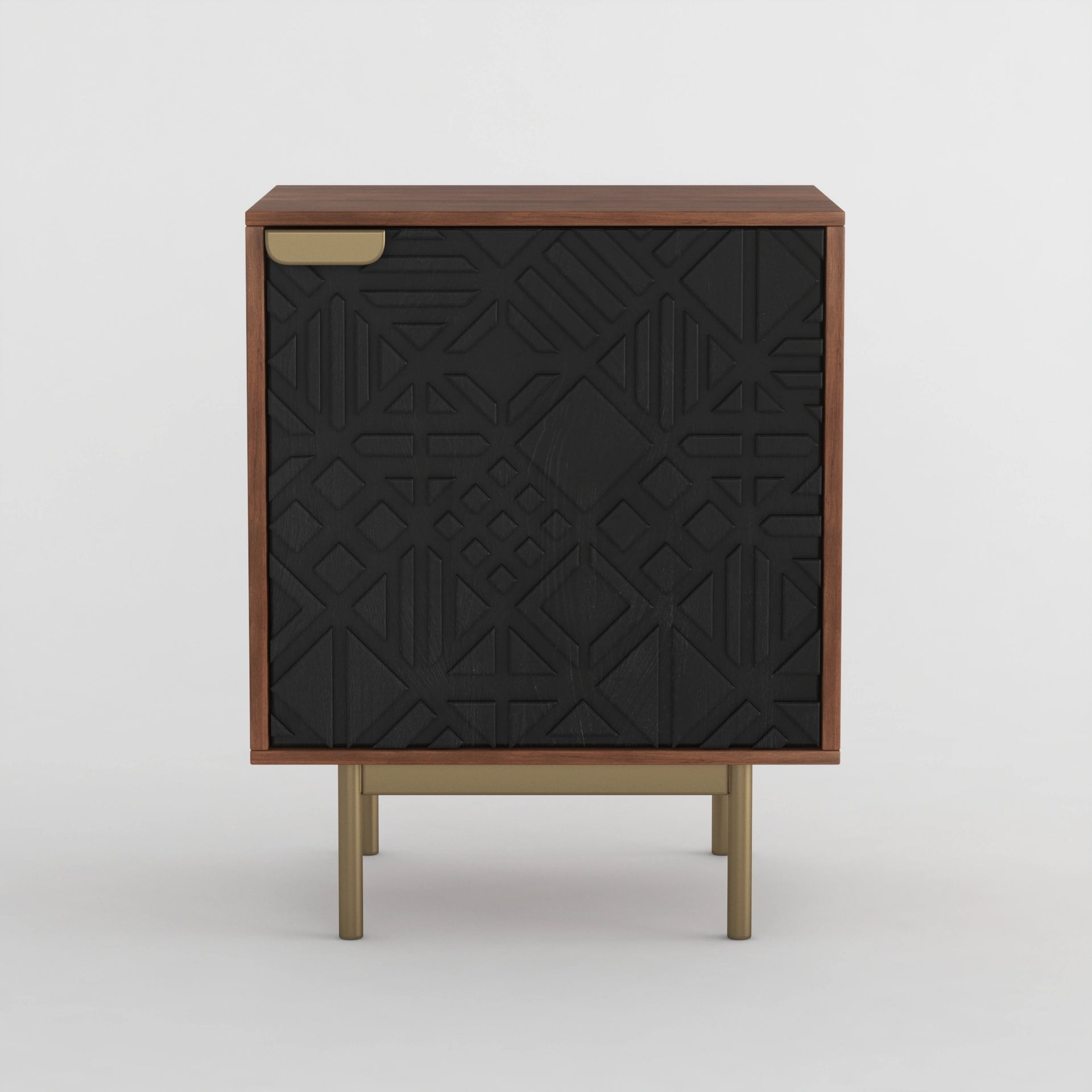 Geo Noir Bedside Table (Walnut Finish)