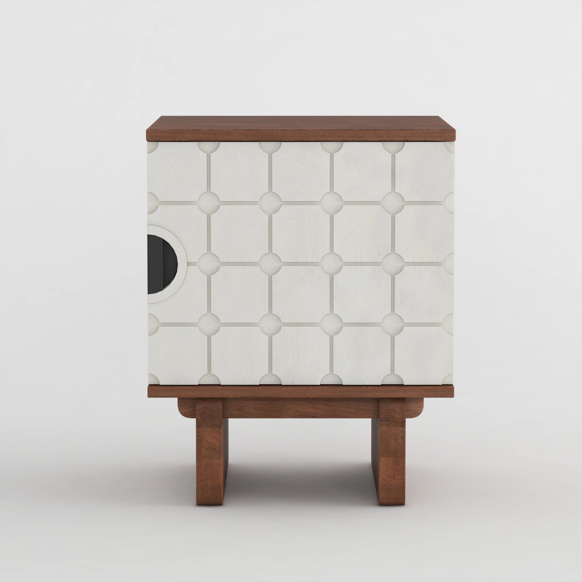 Linea Grid Bedside Table (Walnut Finish)
