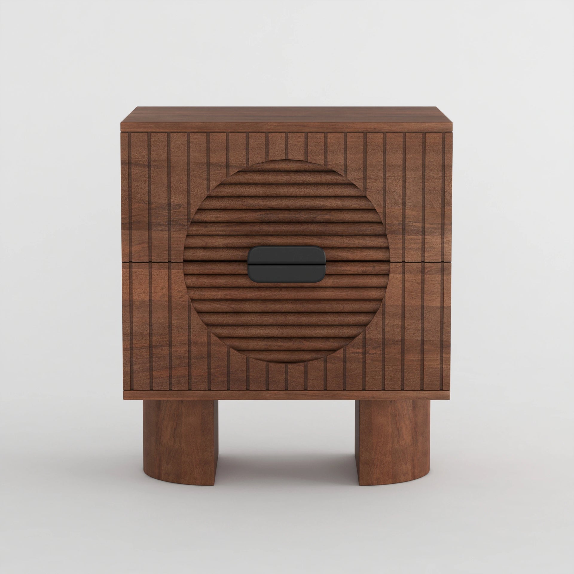 Solara Circle Bedside Table (Walnut Finish)