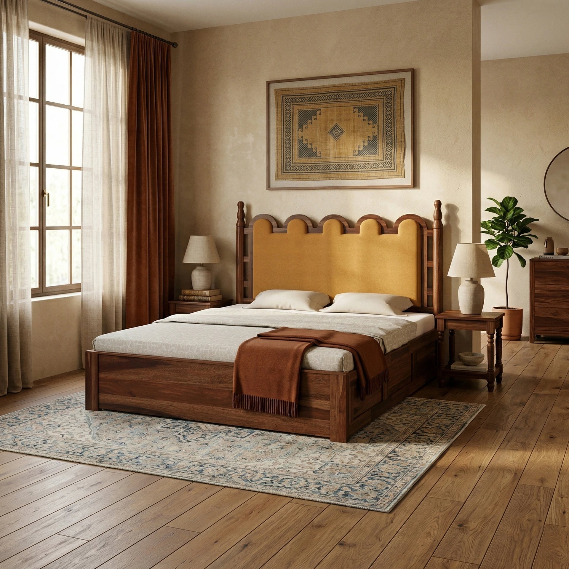 Valmont Upholstered Queen Size Bed With Storage