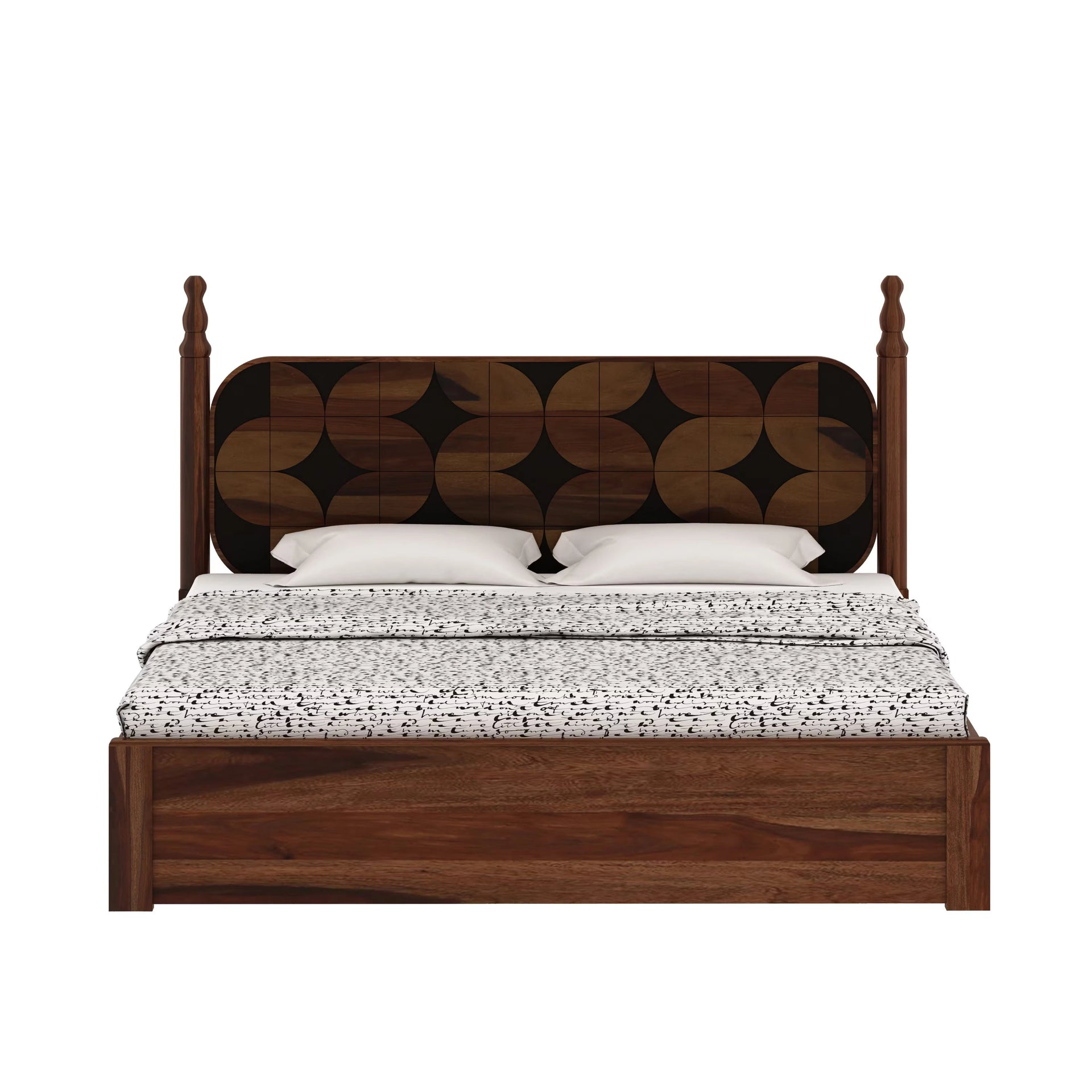 Aurora Walnut Queen Size Storage Bed