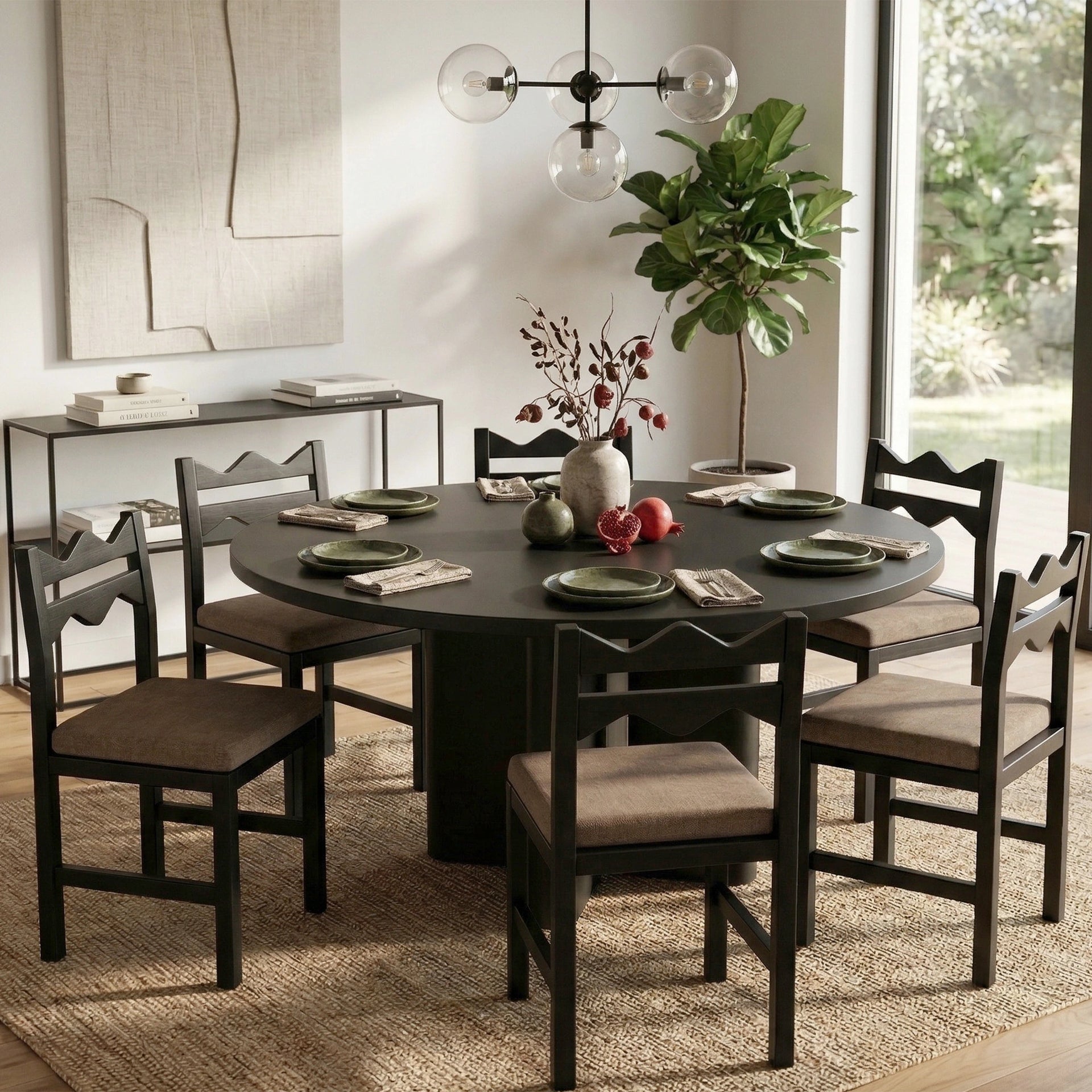 Elowen Wave Dining Chair - Black Finish