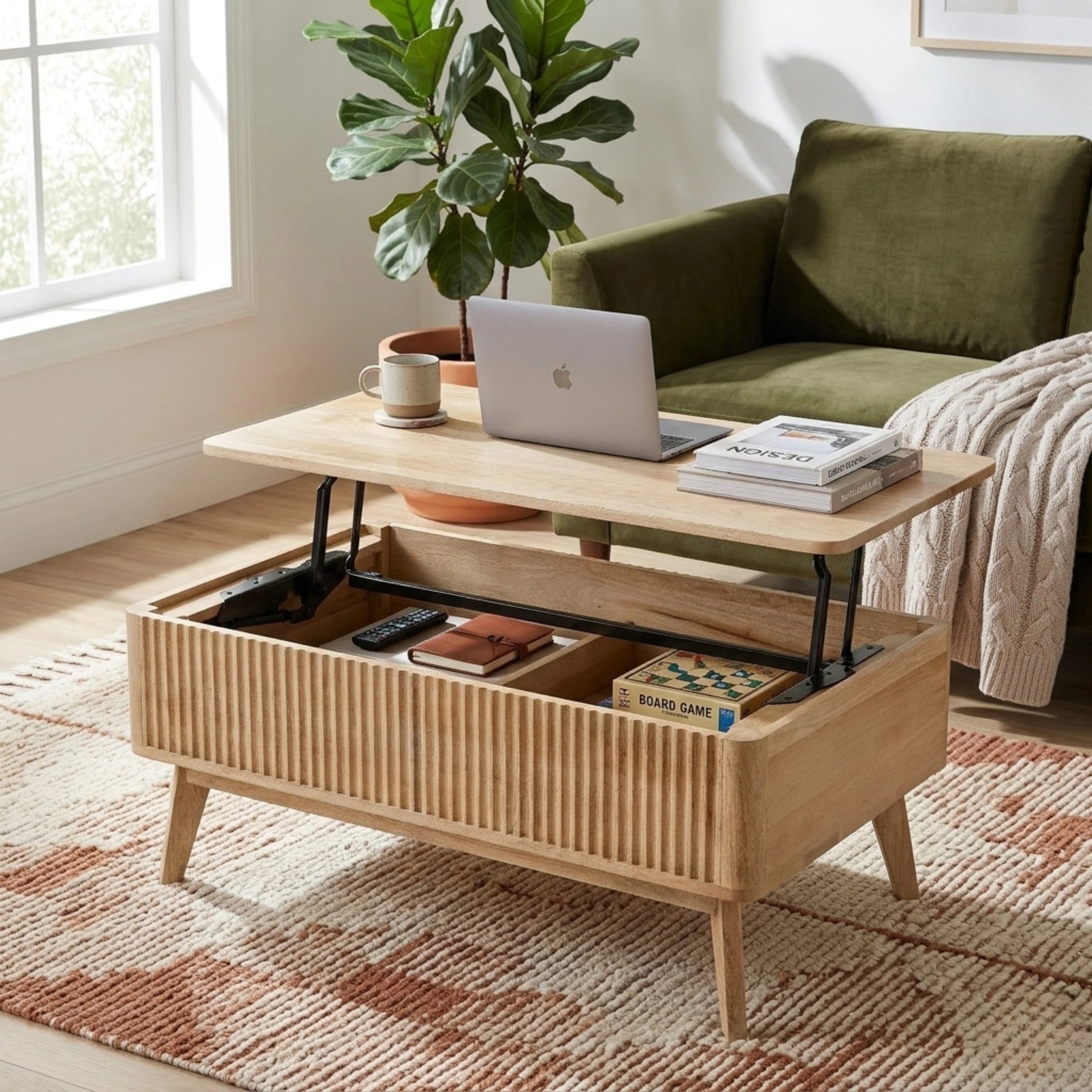 Fluted Hydraulic Coffee Table