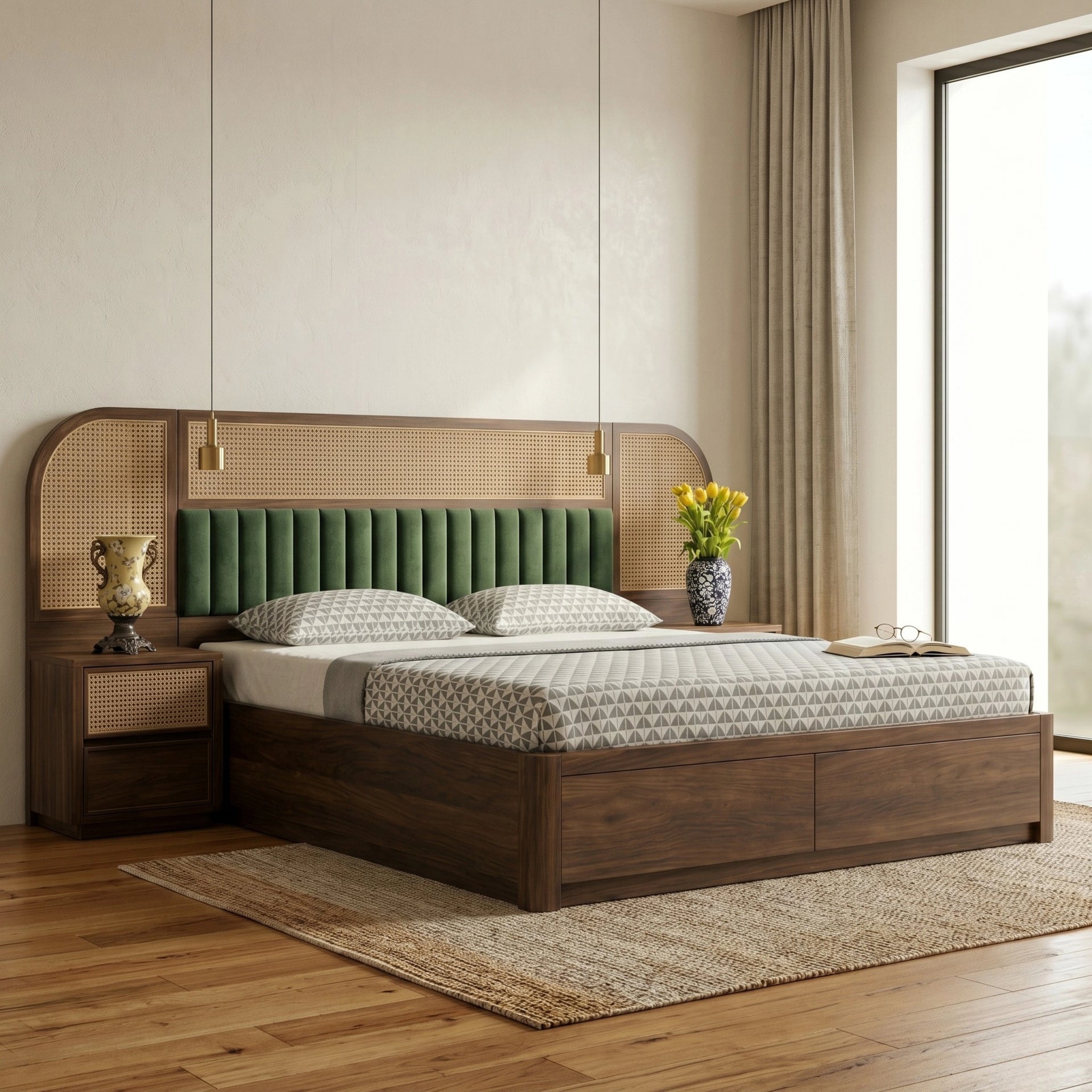 Vanavasi Rattan Queen Size Bed