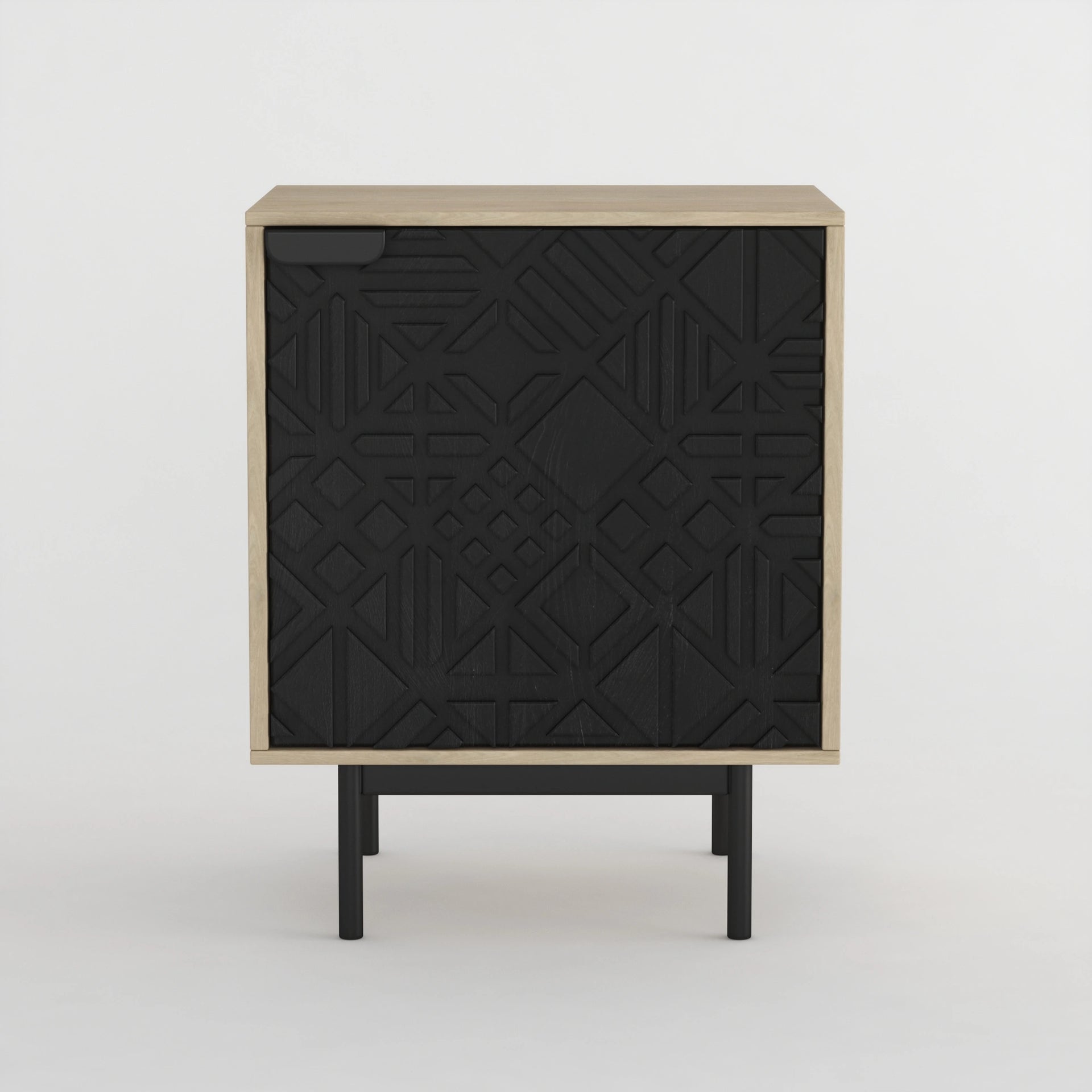 Geo Noir Bedside Table (Natural Finish)
