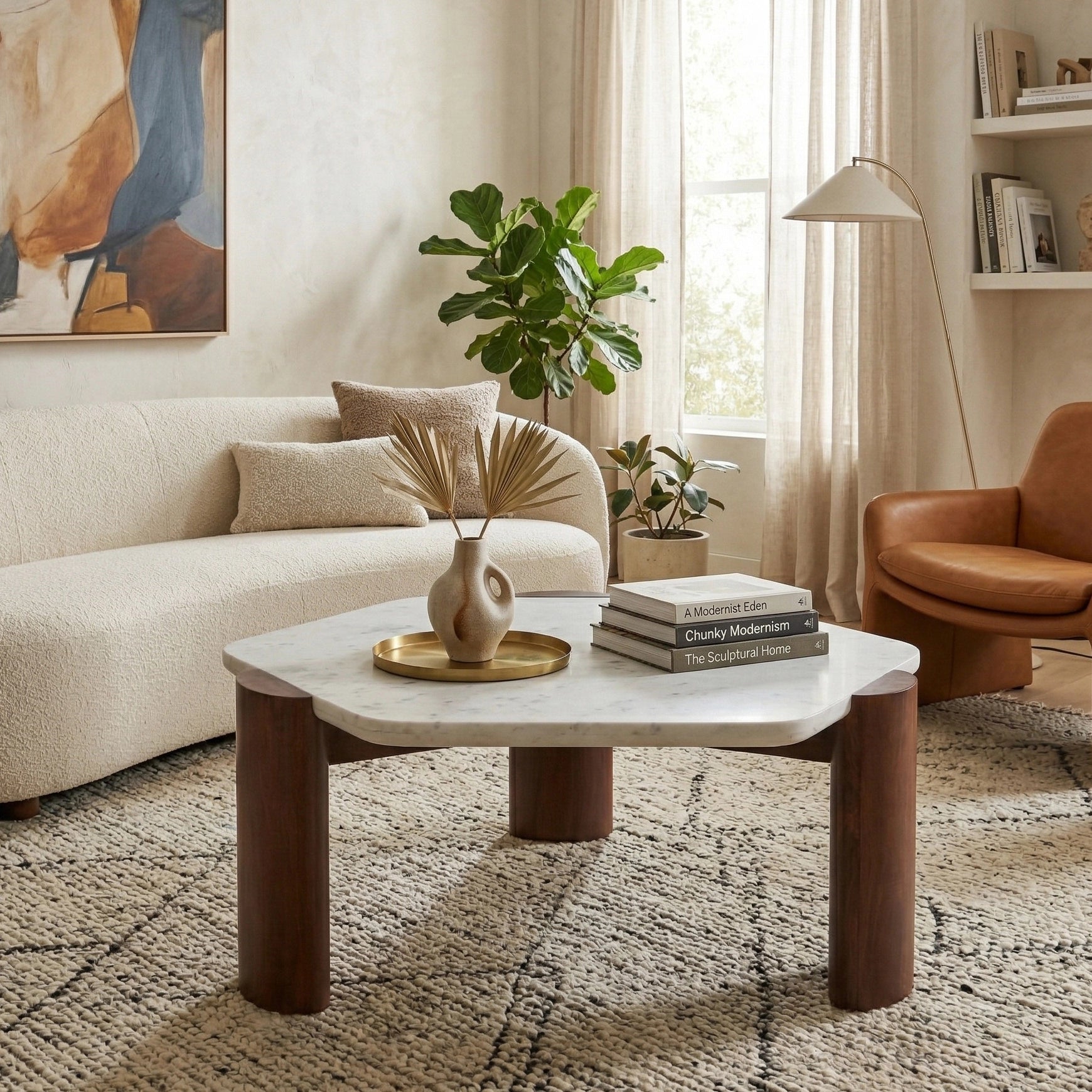 Nordstein Wooden Marble Coffee Table