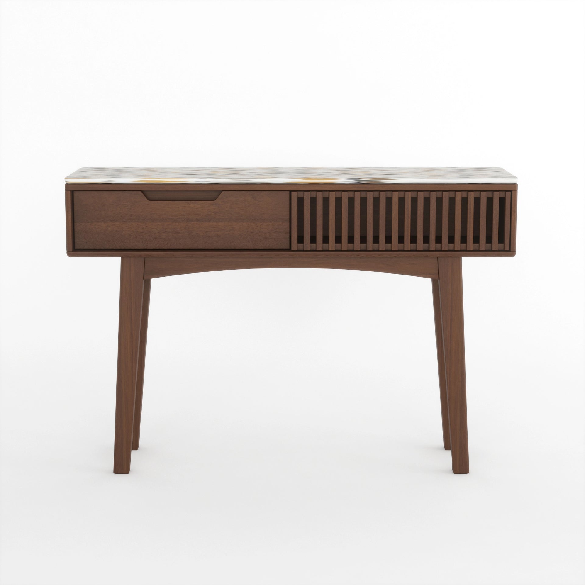 Elvara Marble Console Table - Walnut Finish