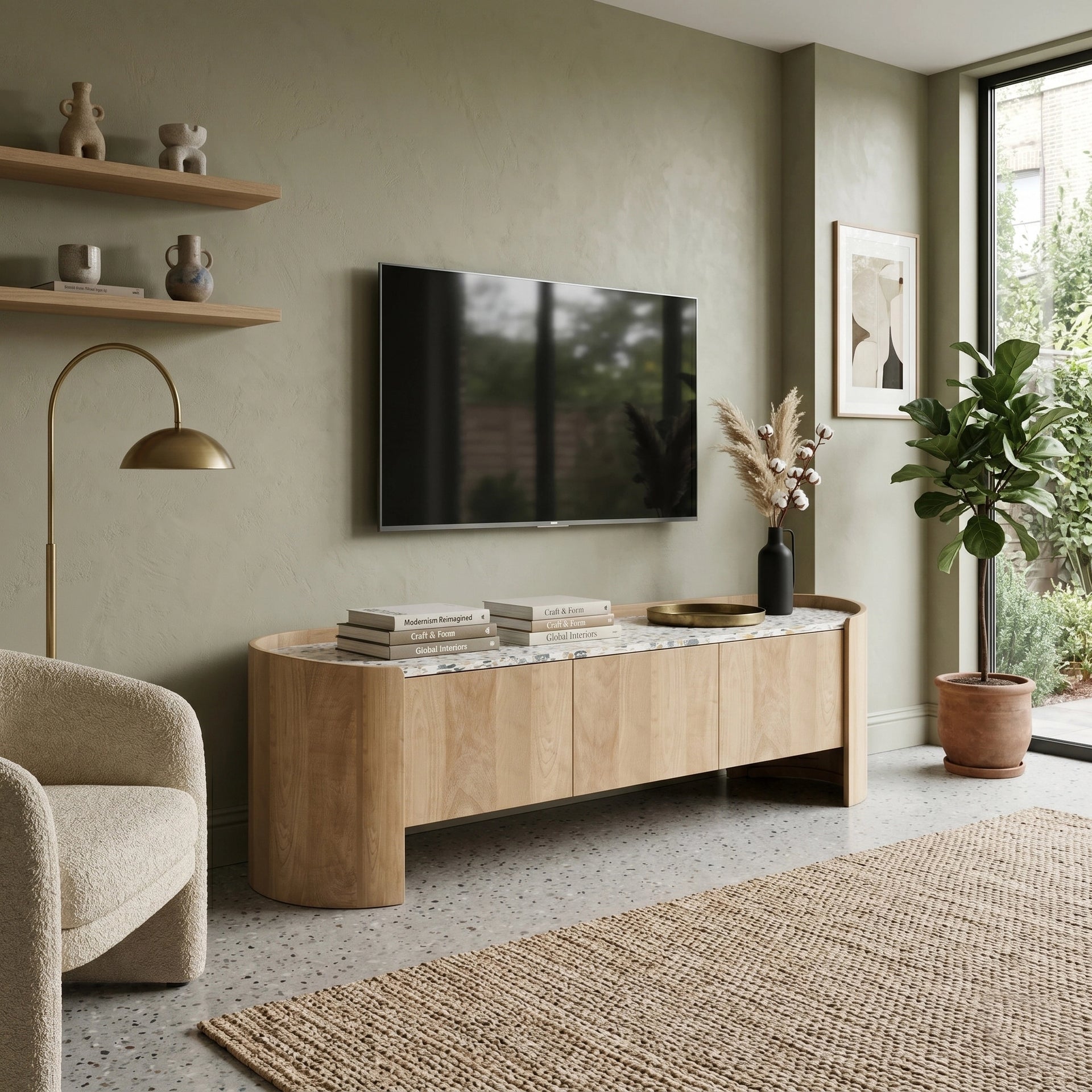 French Luxe TV Unit with Marble Top
