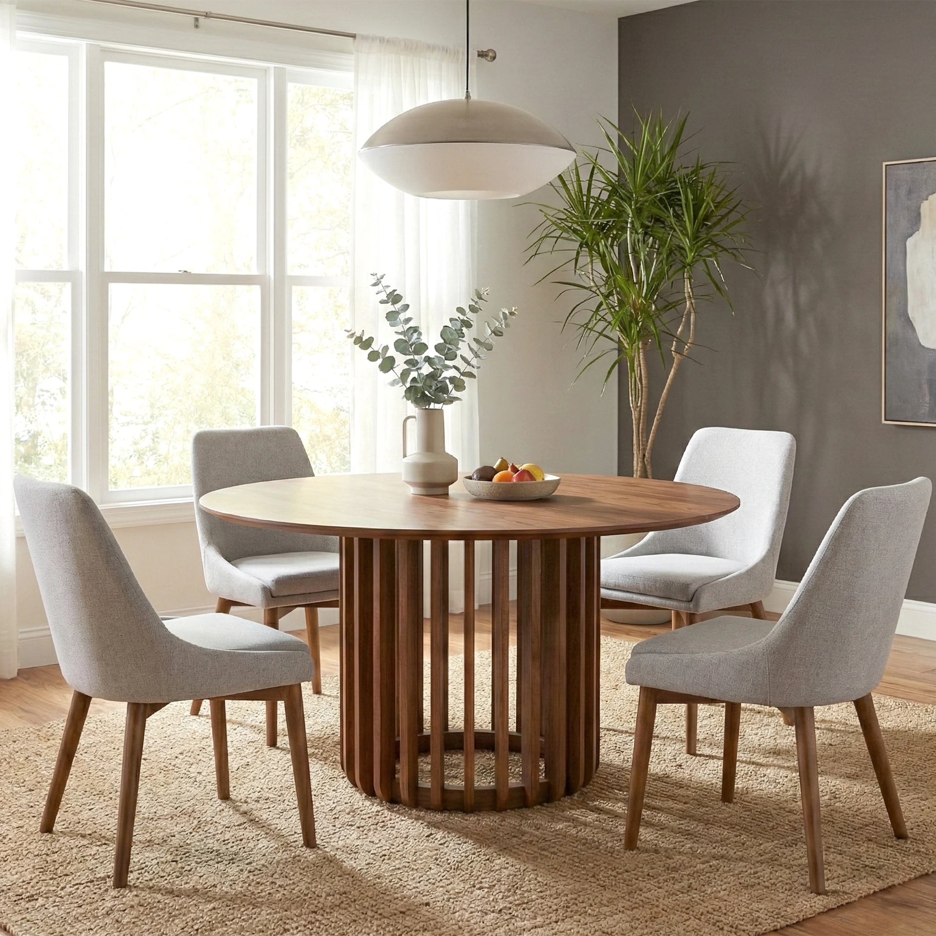 Luma Round 4 Seater Dining Table - Walnut Finish