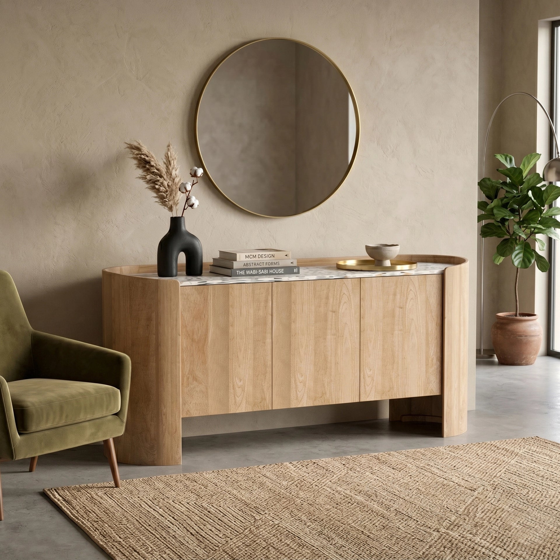 French Luxe Sideboard with Marble Top