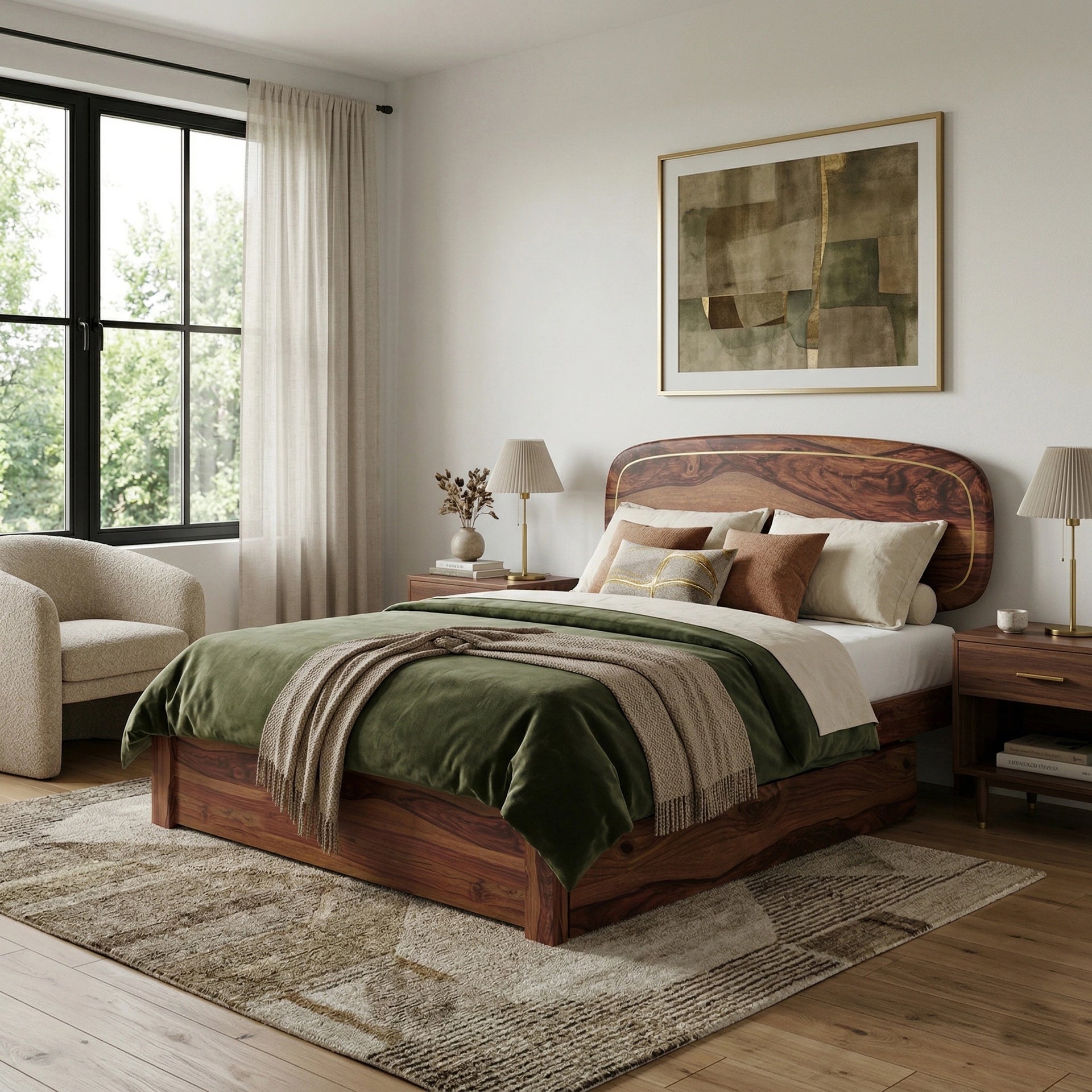 Aura Curve Queen Size Storage Bed