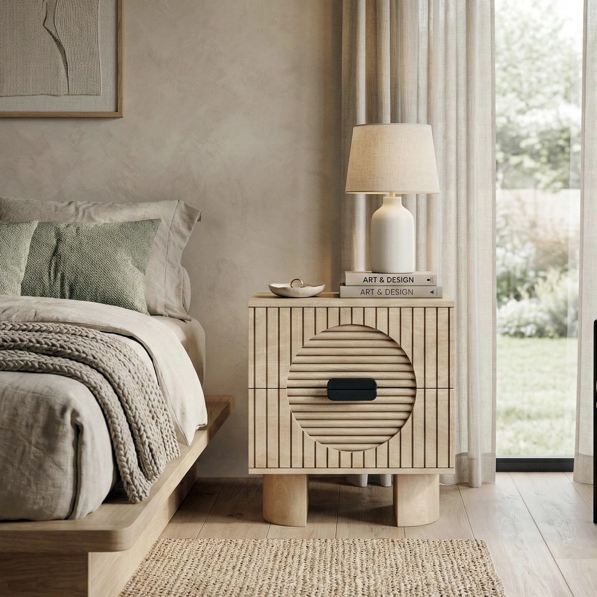 Solara Circle Bedside Table (Natural Finish)