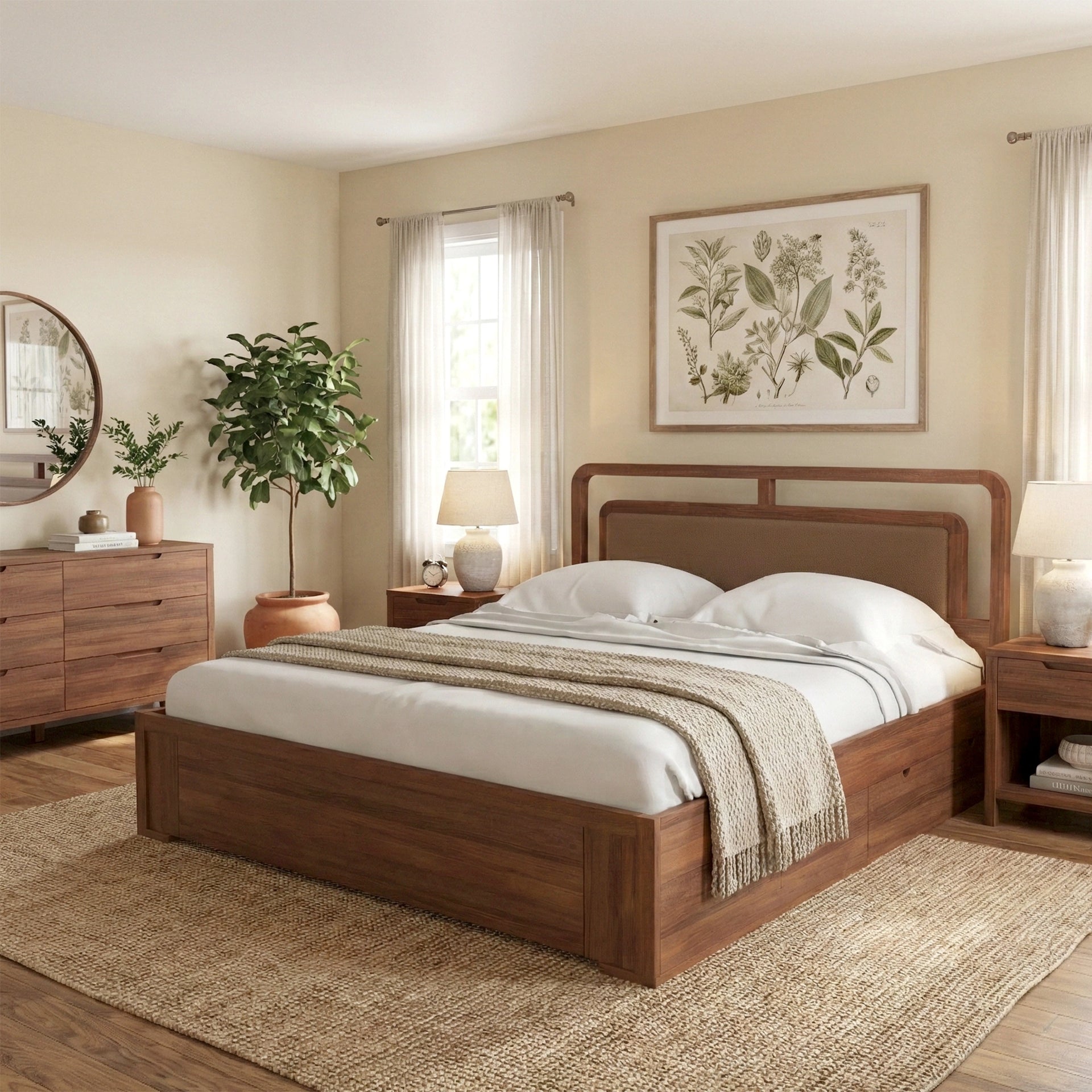 Valentino Wooden Storage Bed - Walnut Finish