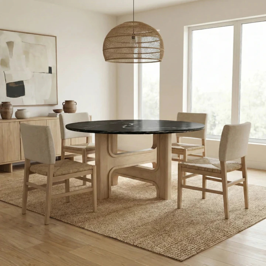 Nolan Round 8 Seater Dining Table with Marble Top