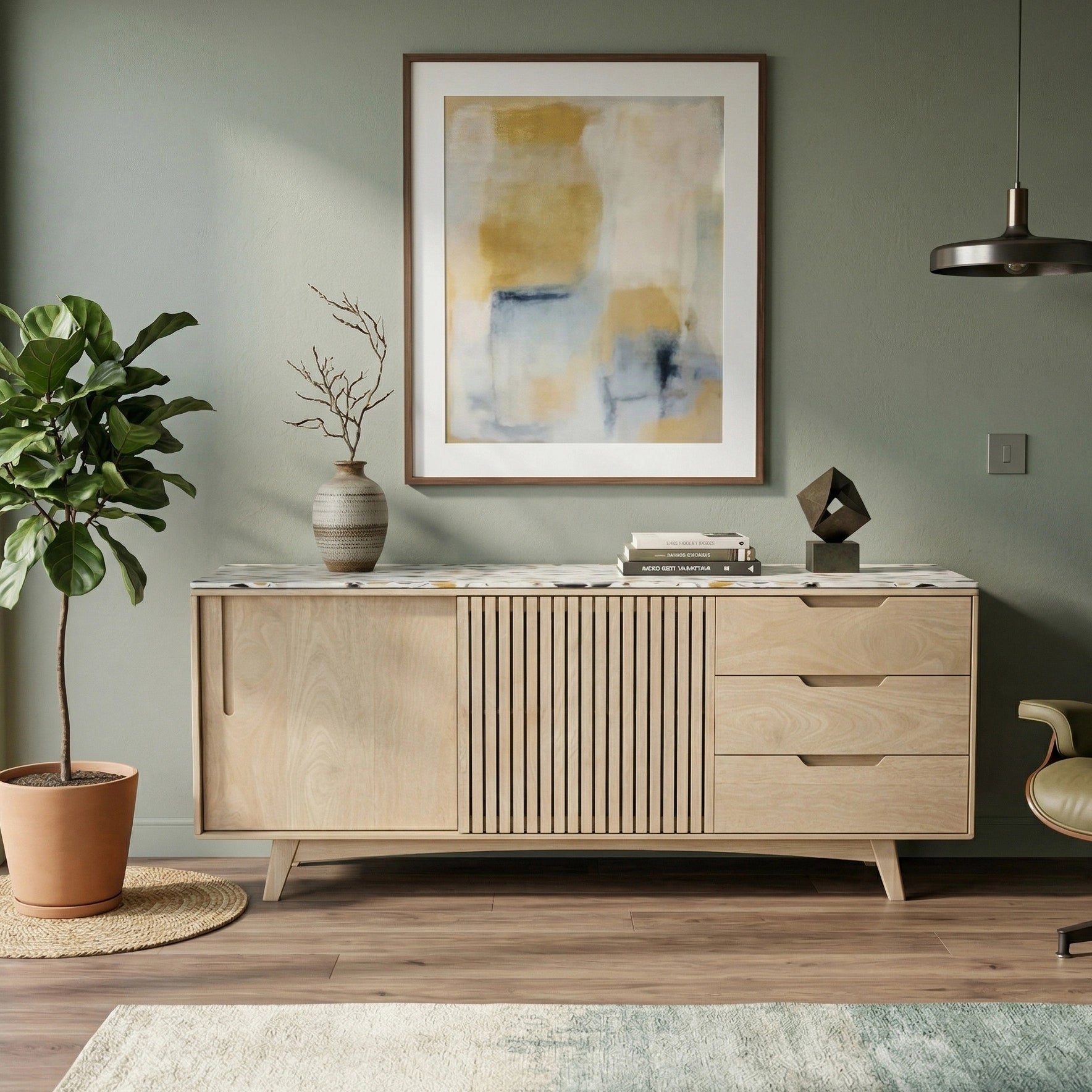 Aurelle Stonecrest Cabinet with Natural Finish