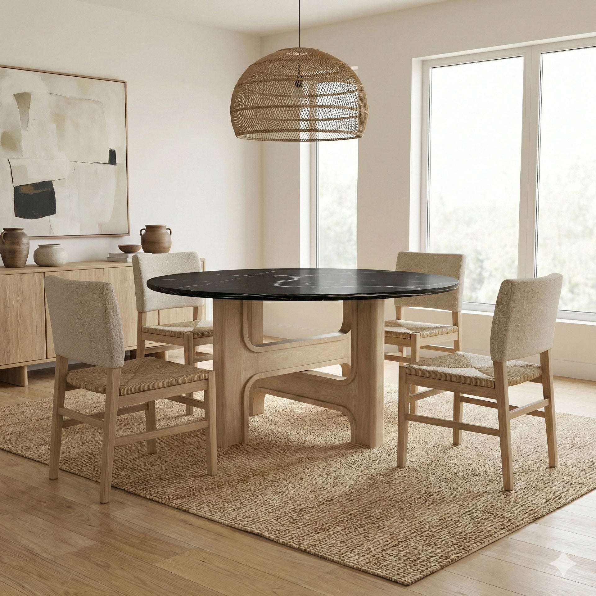 Nolan Round 8 Seater Dining Table with Marble Top
