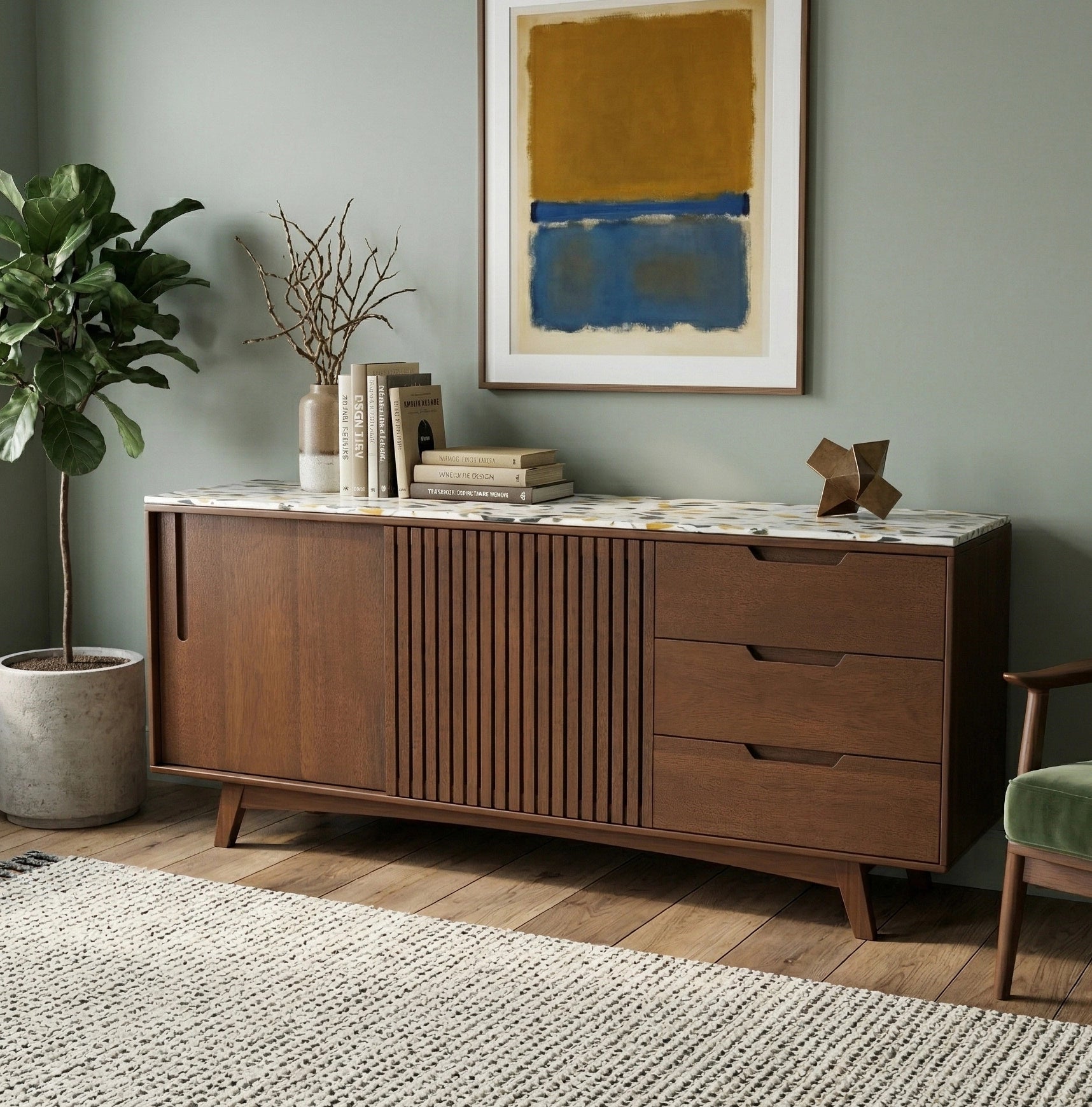 Aurelle Stonecrest Cabinet with Walnut Finish