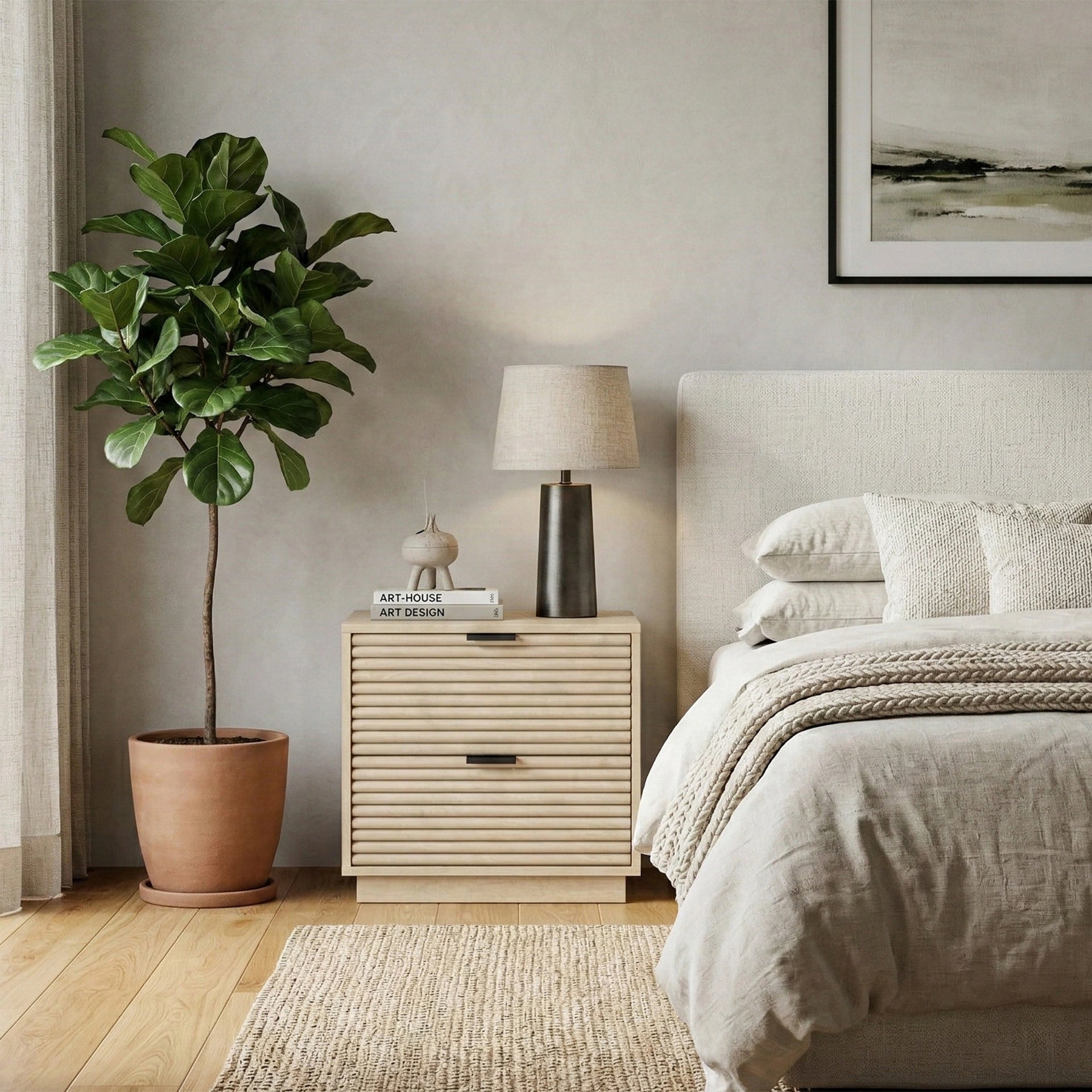 Verve Line Bedside Table (Natural Finish)