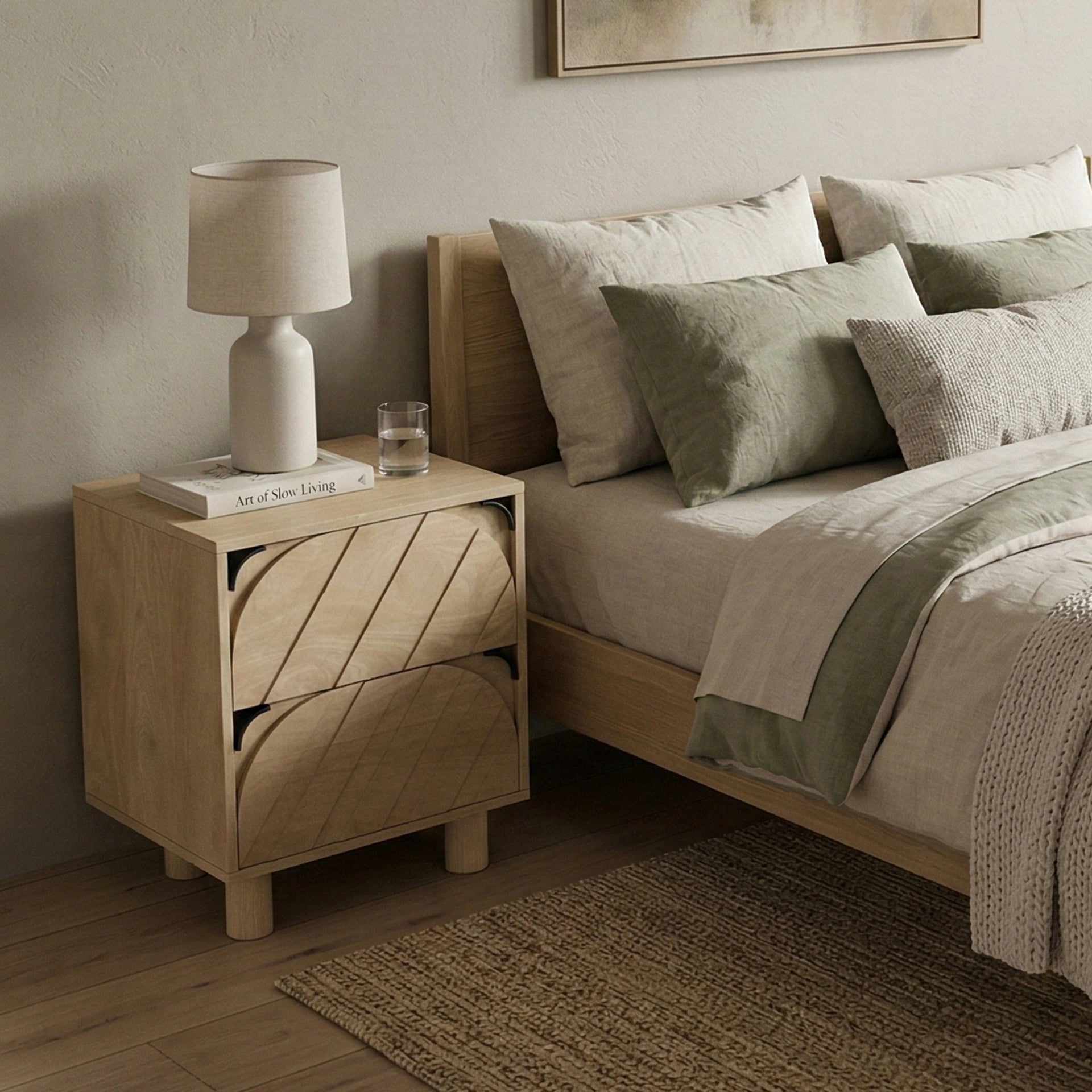 Linea Arch Bedside Table (Natural Finish)