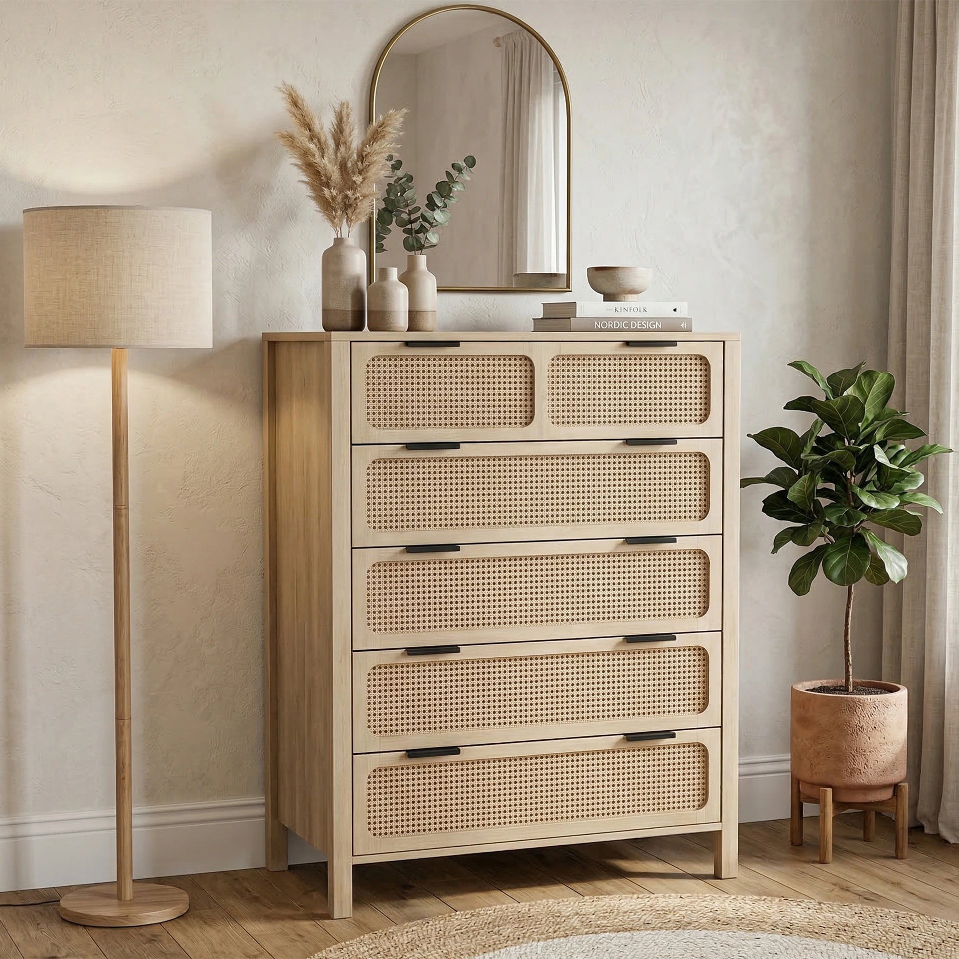 Arvika Cane Chest of Drawers - Natural Finish