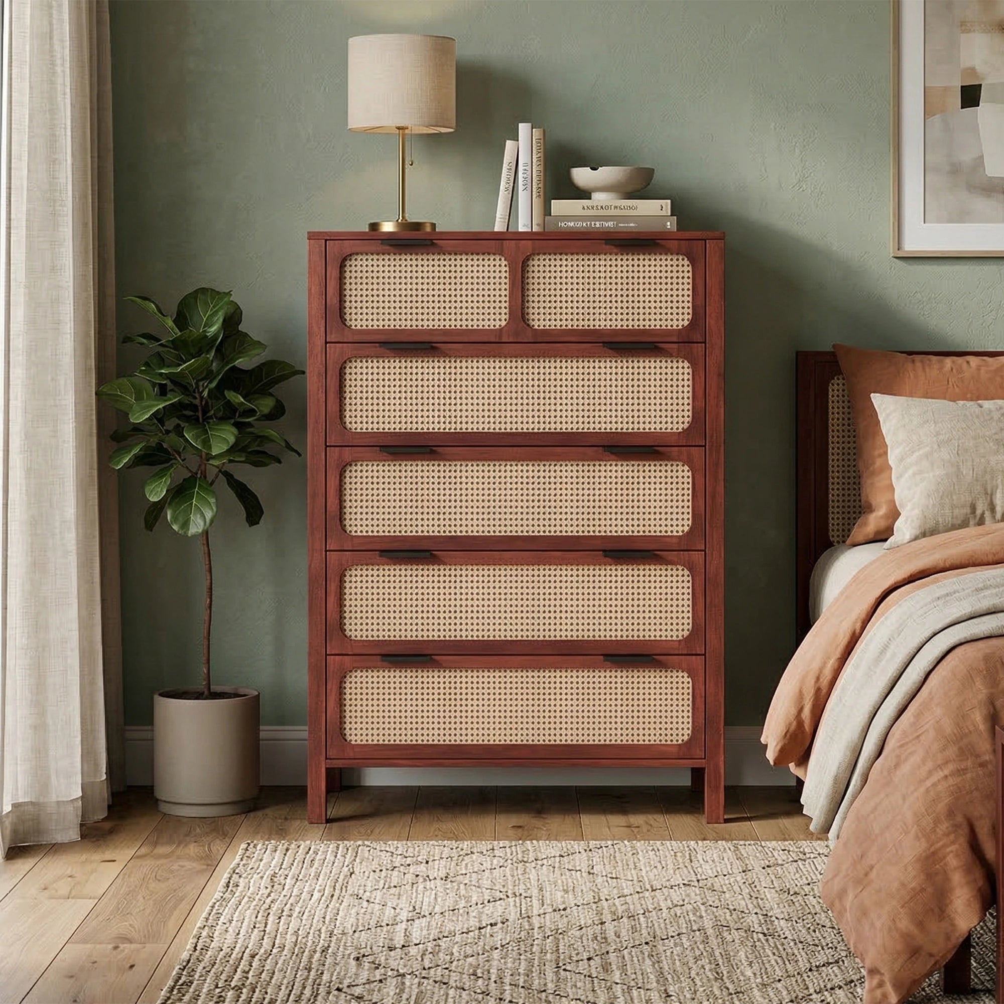 Arvika Cane Chest of Drawers - Honey Finish