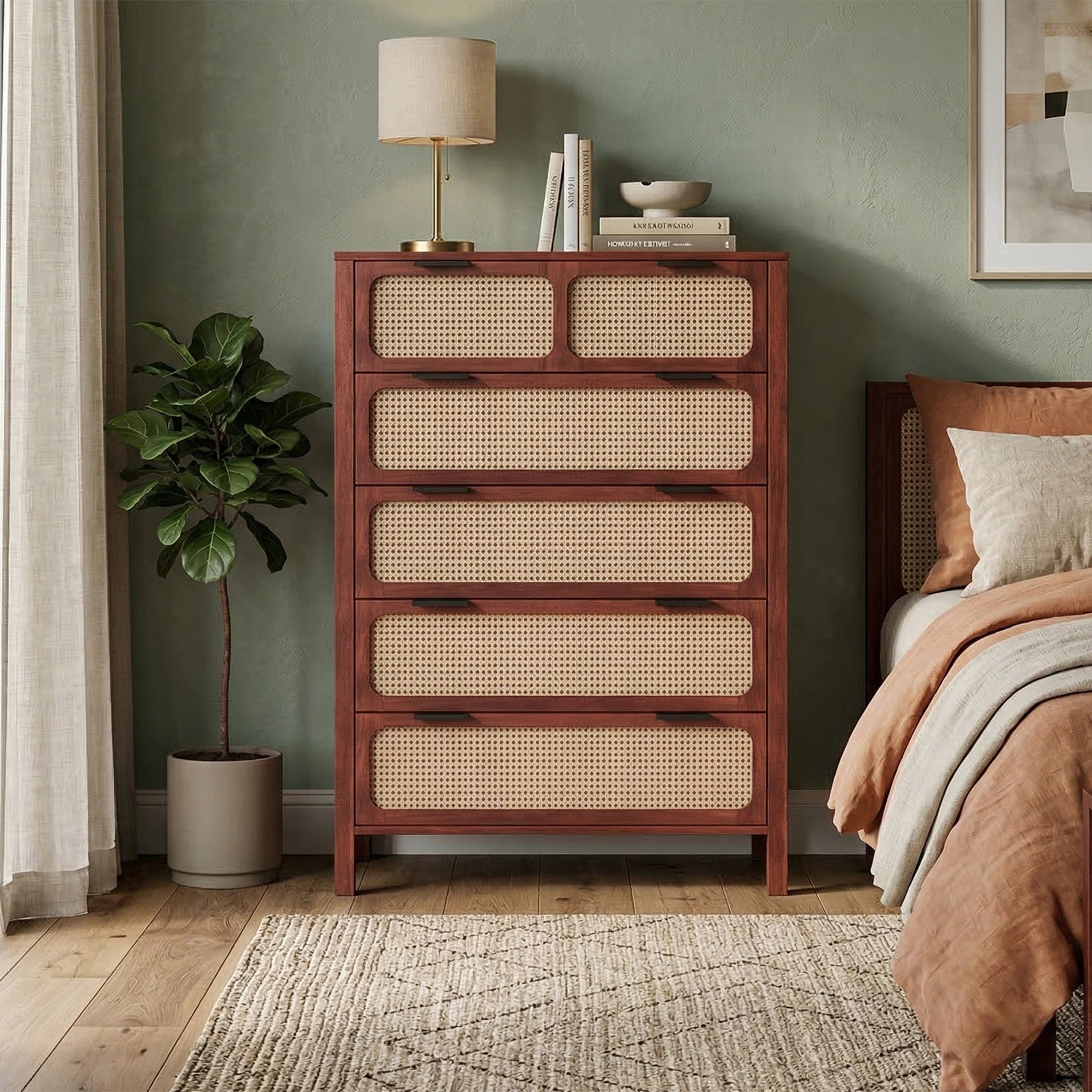 Arvika Cane Chest of Drawers - Honey Finish
