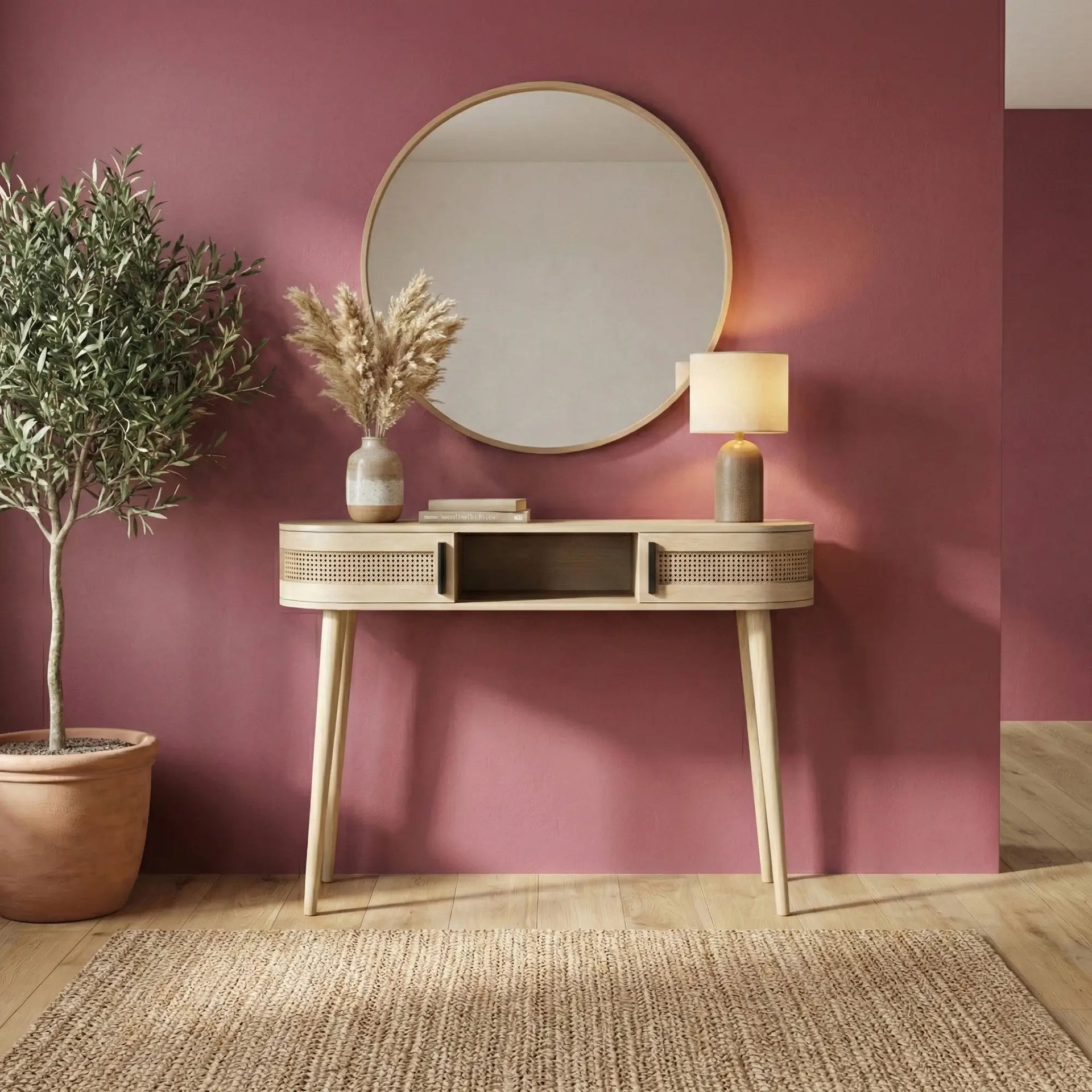 Nura Cane Console Table