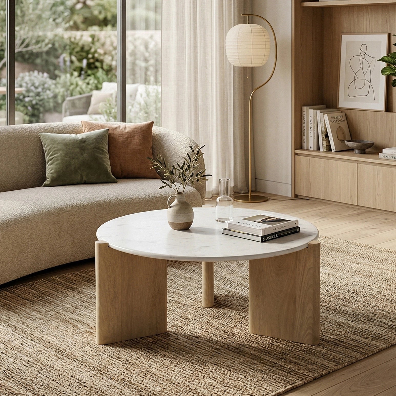 Pemberton Wooden Marble Coffee Table