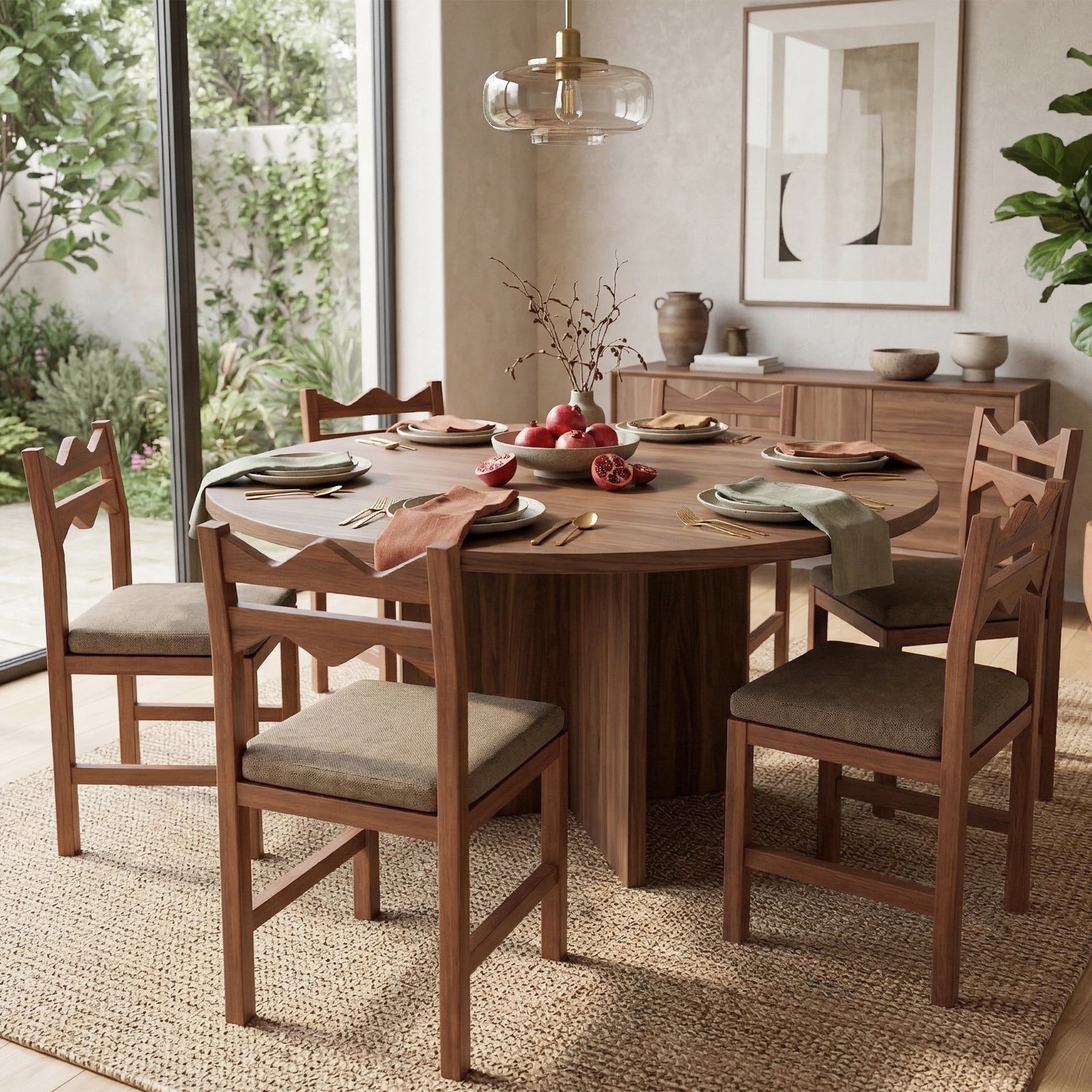 Elowen Wave Dining Chair (Walnut Finish)