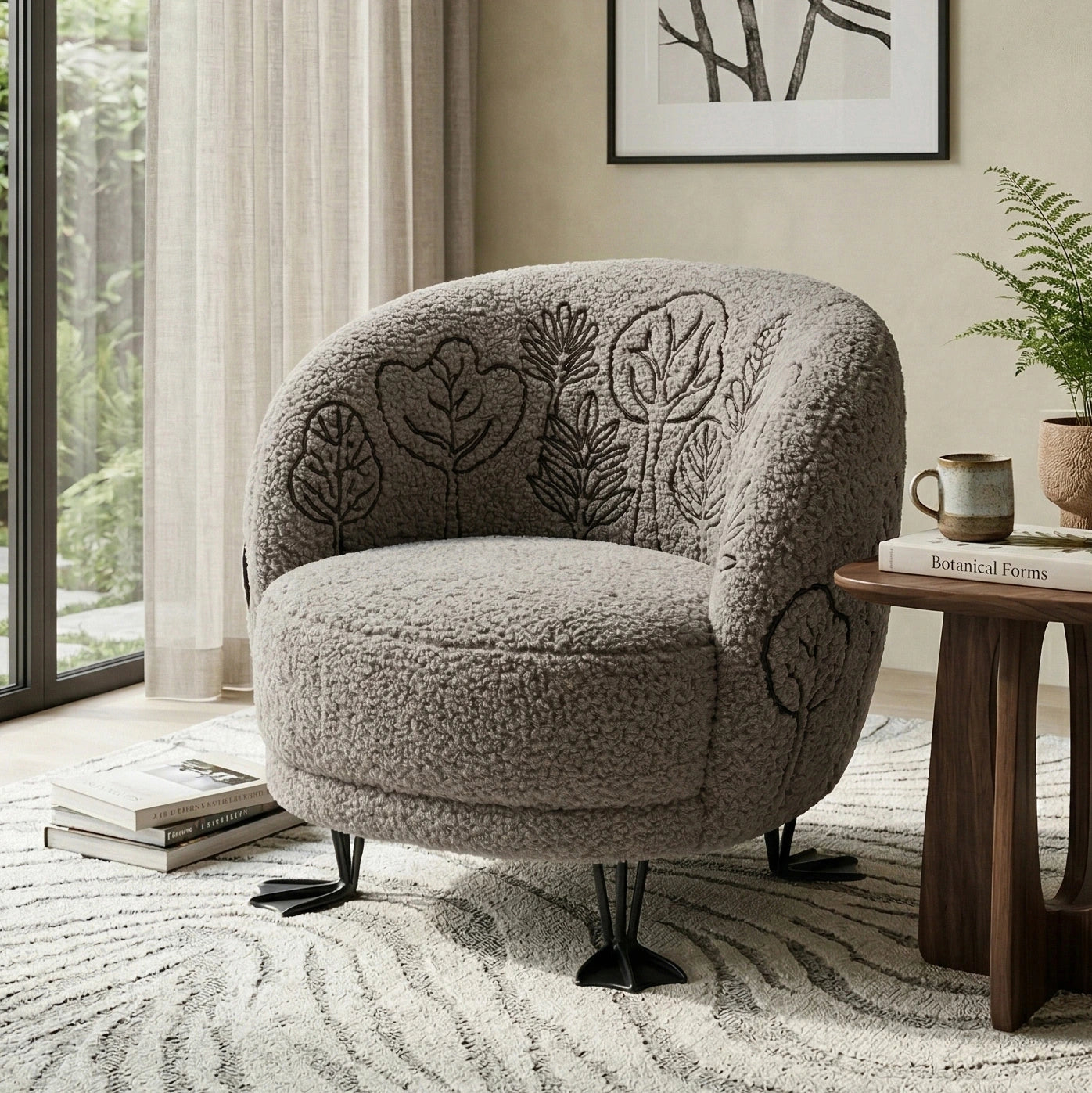 Aranya Embroidered Forest Lounge Chair