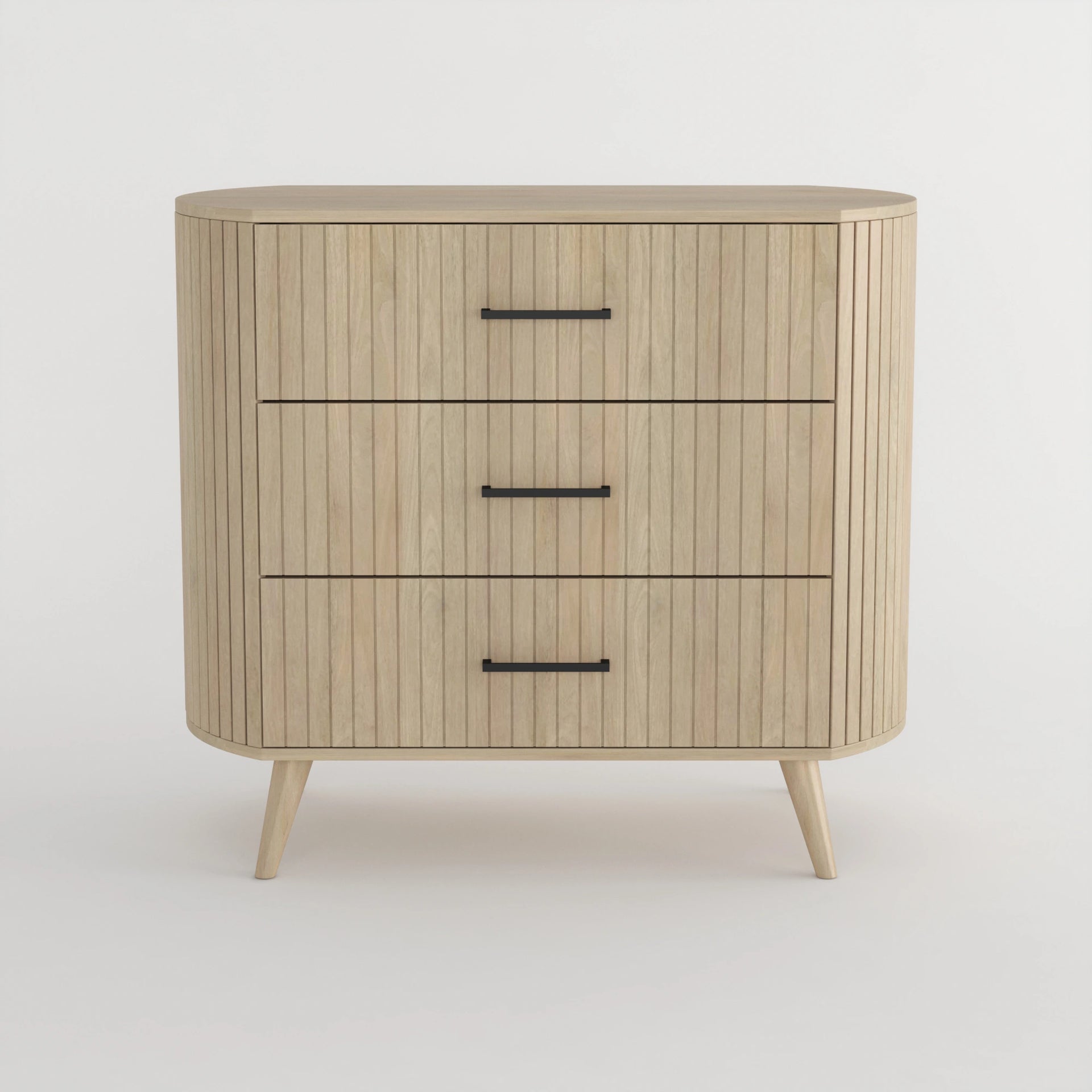Elara Fluted Chest Drawer - Natural Finish