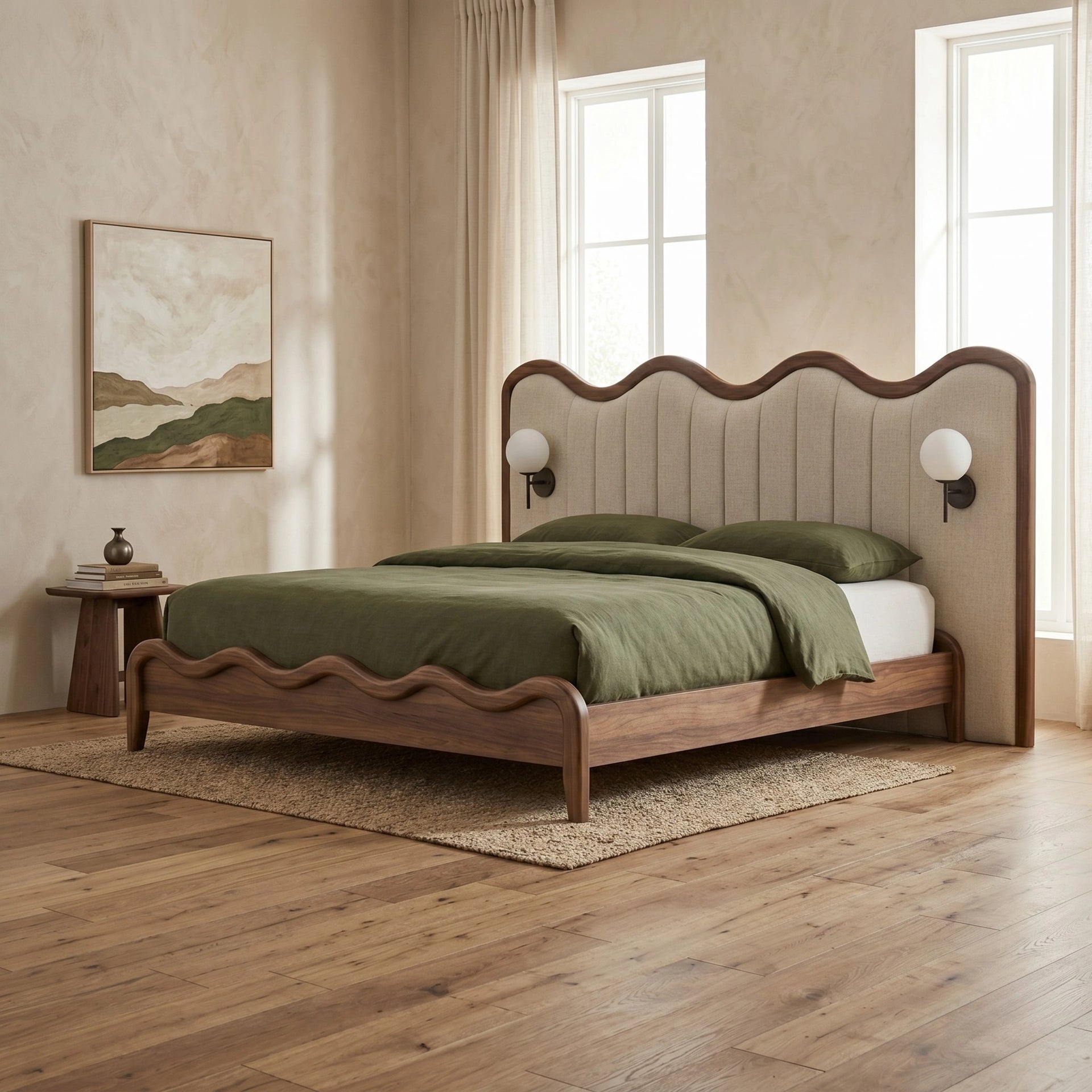 Avelisse Wave Upholstered Bed (Queen Size)