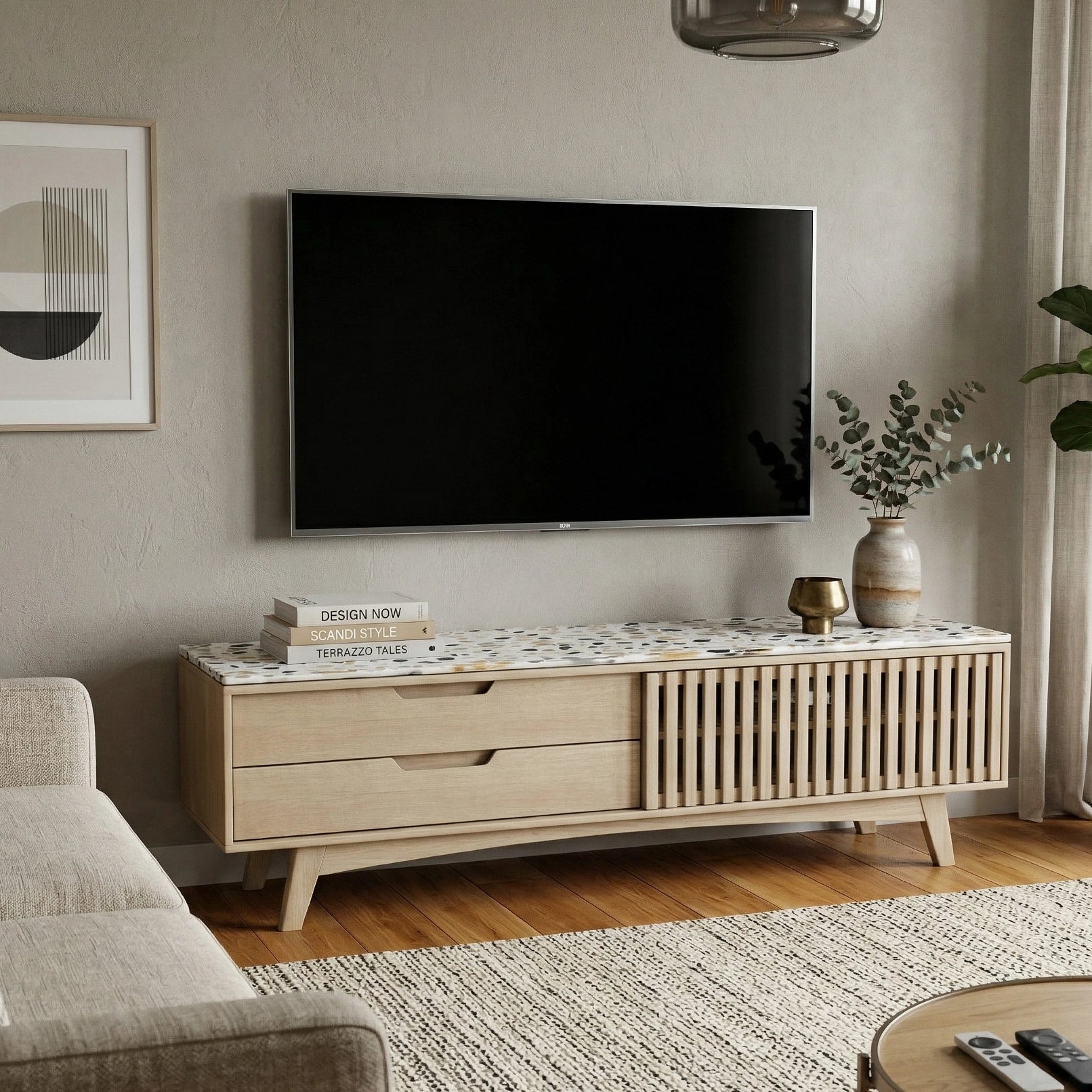 Solvane Marble Crest TV Unit (Natural Finish)