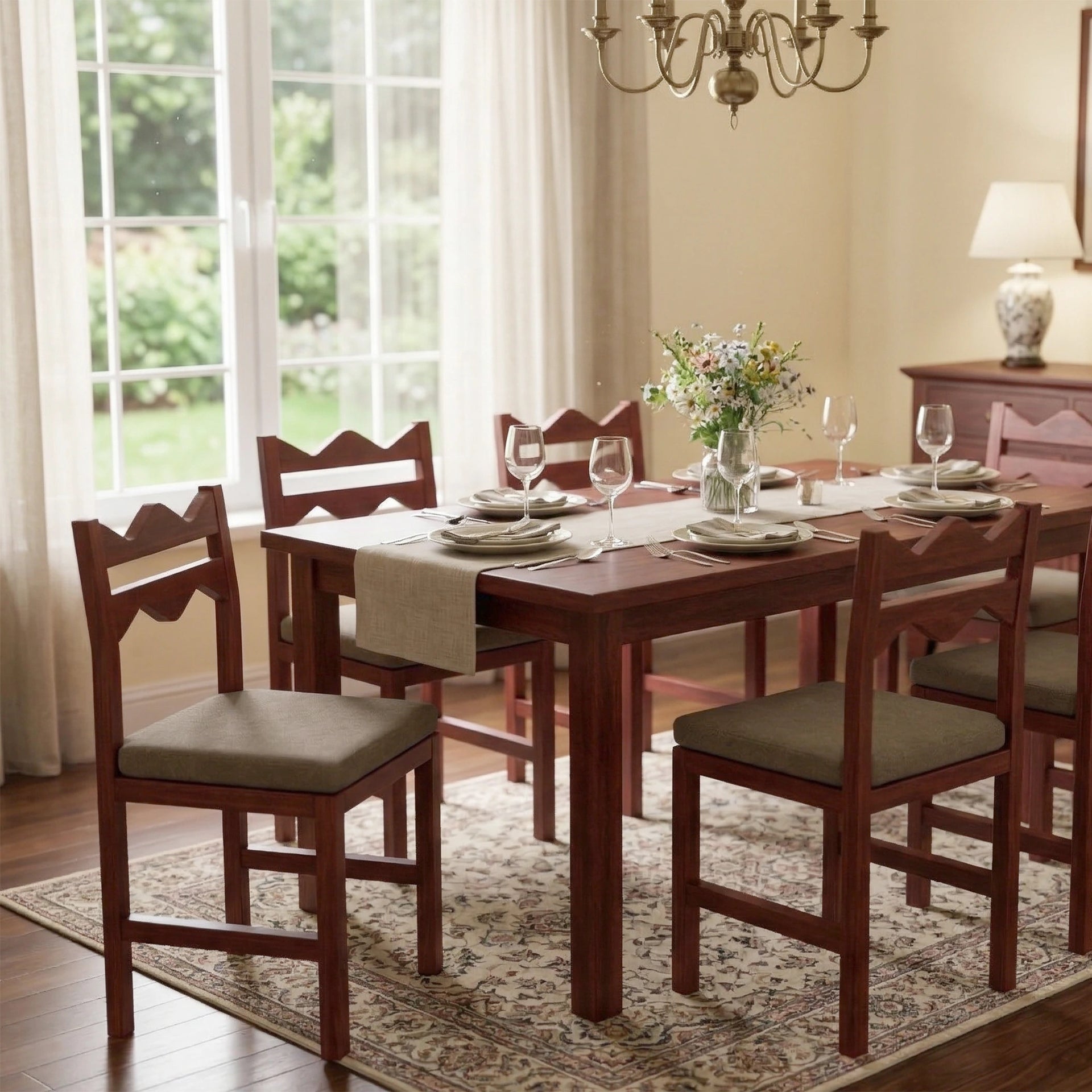 Elowen Wave Dining Chair (Honey Finish)