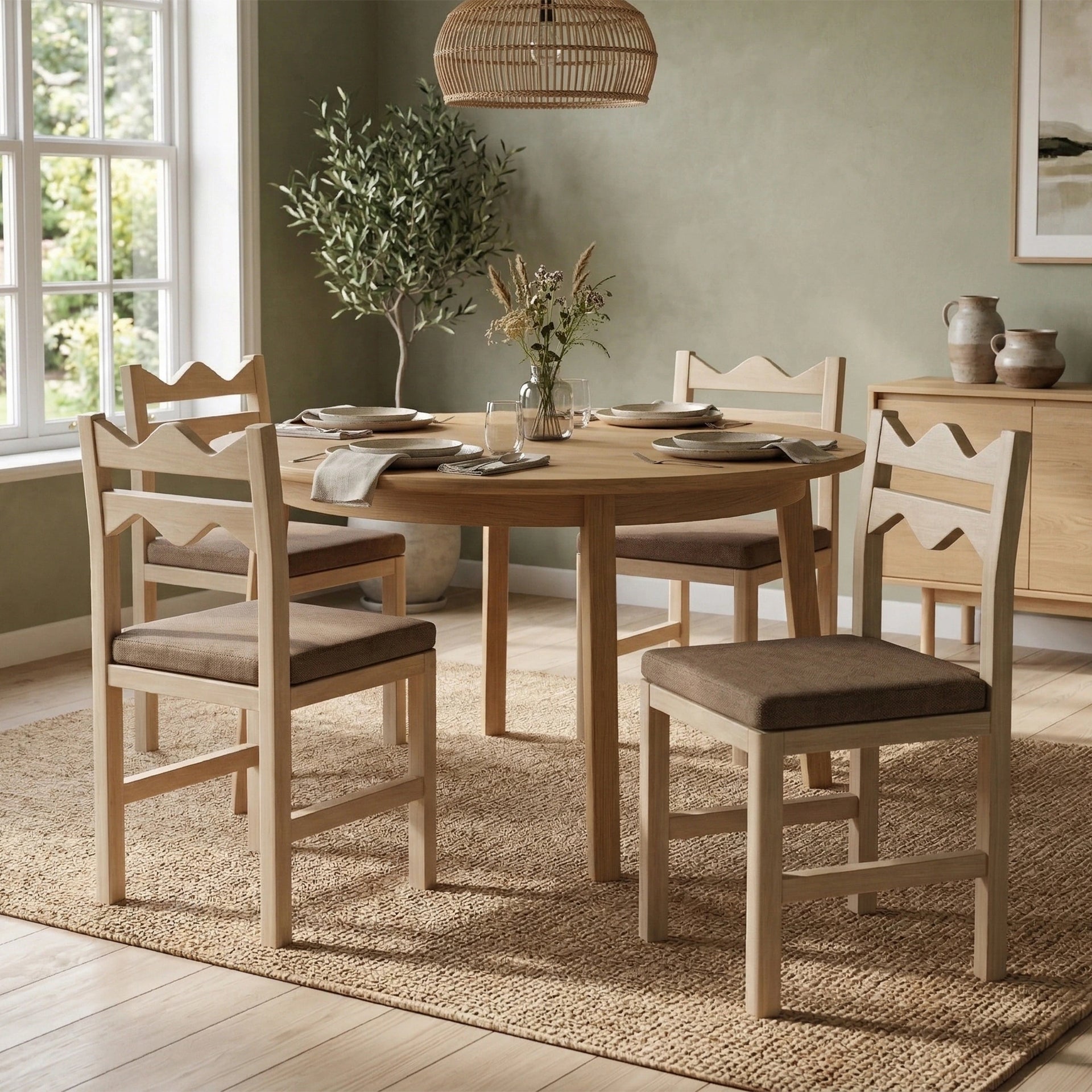 Elowen Wave Dining Chair (Natural Finish)