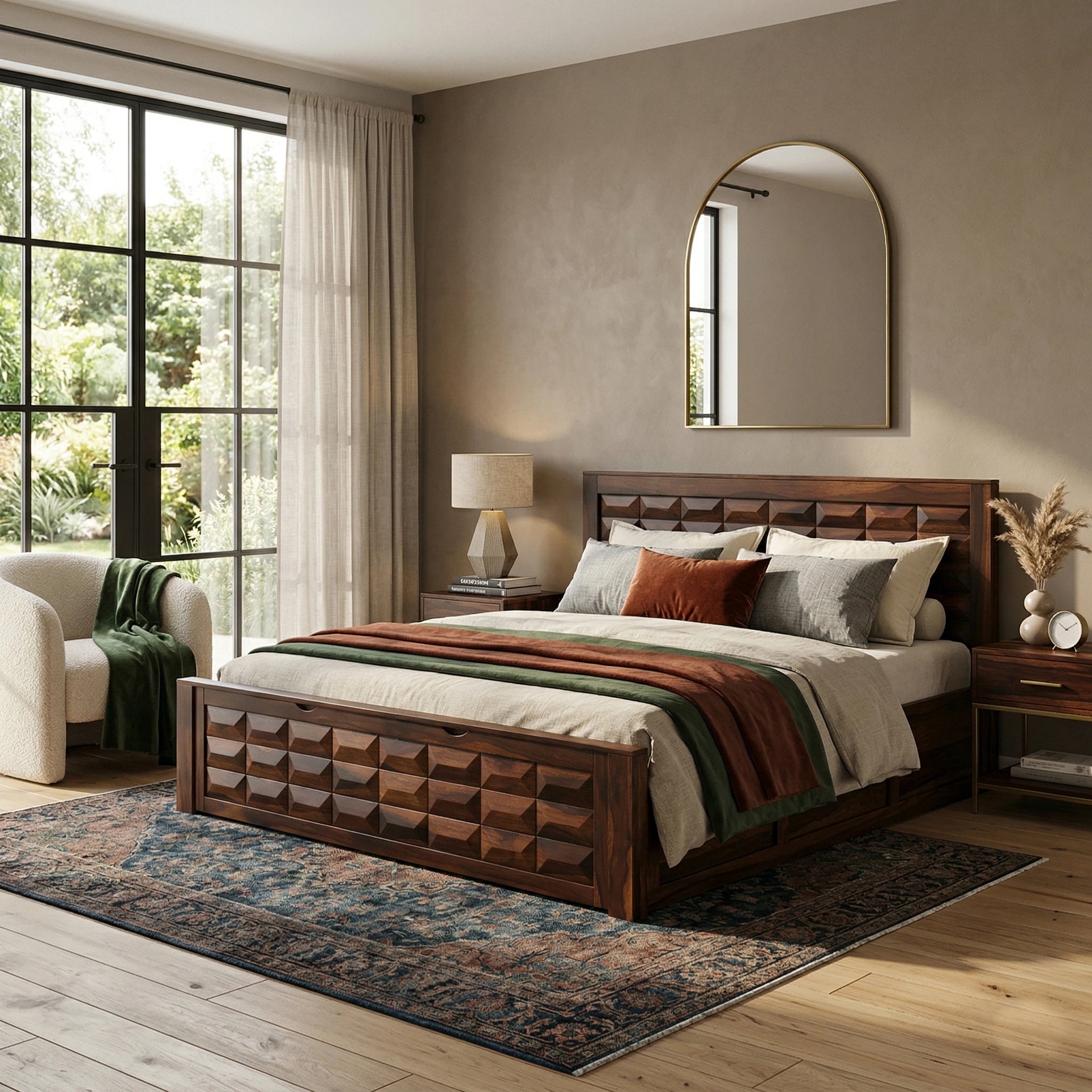 Noir Facet Royale Storage Bed (Queen Size)